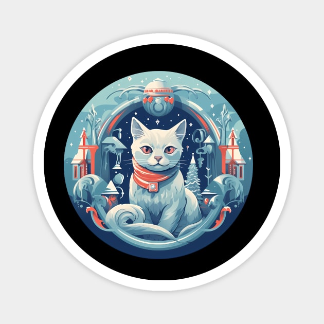 Russian Blue Cat Xmas, Love Cats Magnet by logiamerch